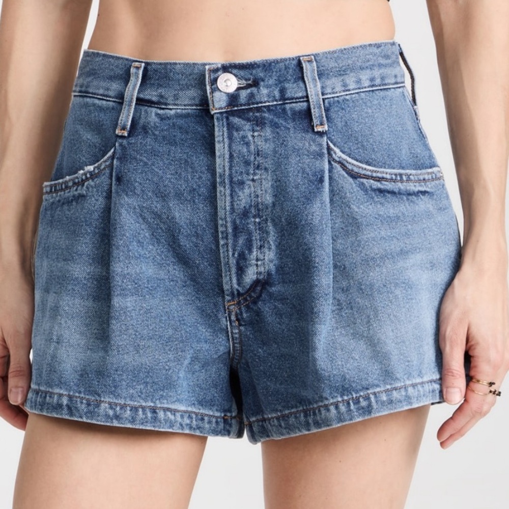 Citizens of Humanity Franca Pleated Denim Baggy Shorts Size 31